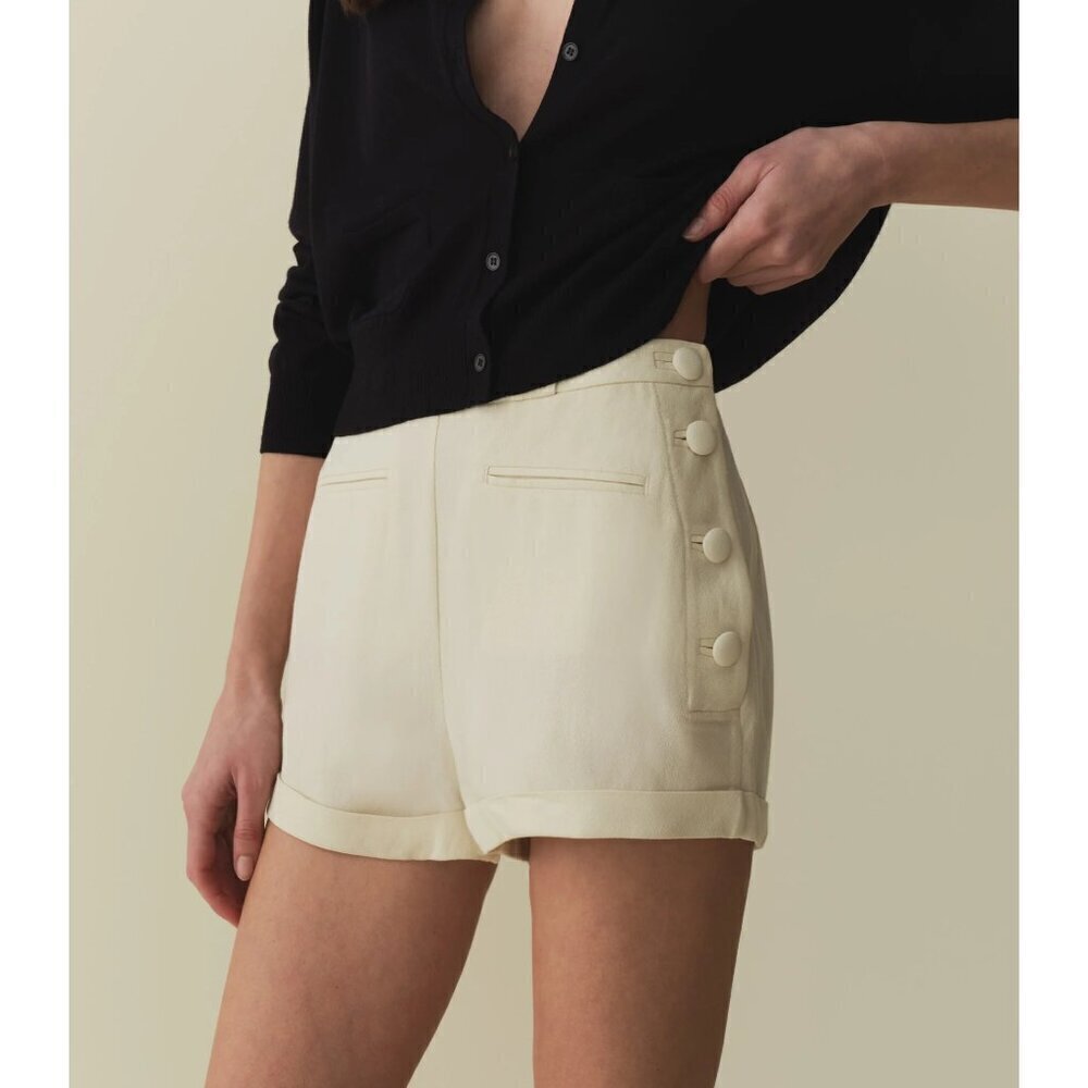💕DOEN Avon Short Ultra High Rise Cuffed Hem Sailor Shorts Magnolia Ivory 8 NWT